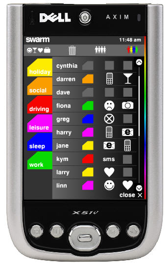 Ce que font vos amis sur un téléphone utilisant le logiciel Swarm