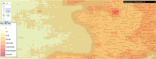 Chaleur des recherches locales sur la France via Windows Live Local