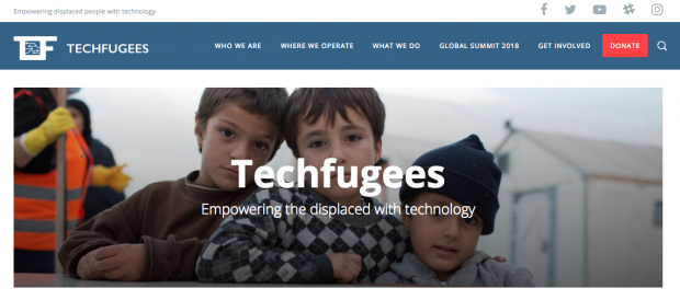 Page d'accueil du site TechFugees Page d'accueil du site TechFugees