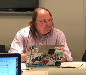 Ethan Zuckerman à l'école de journalisme de Sciences Po photographié par Dominique Cardon