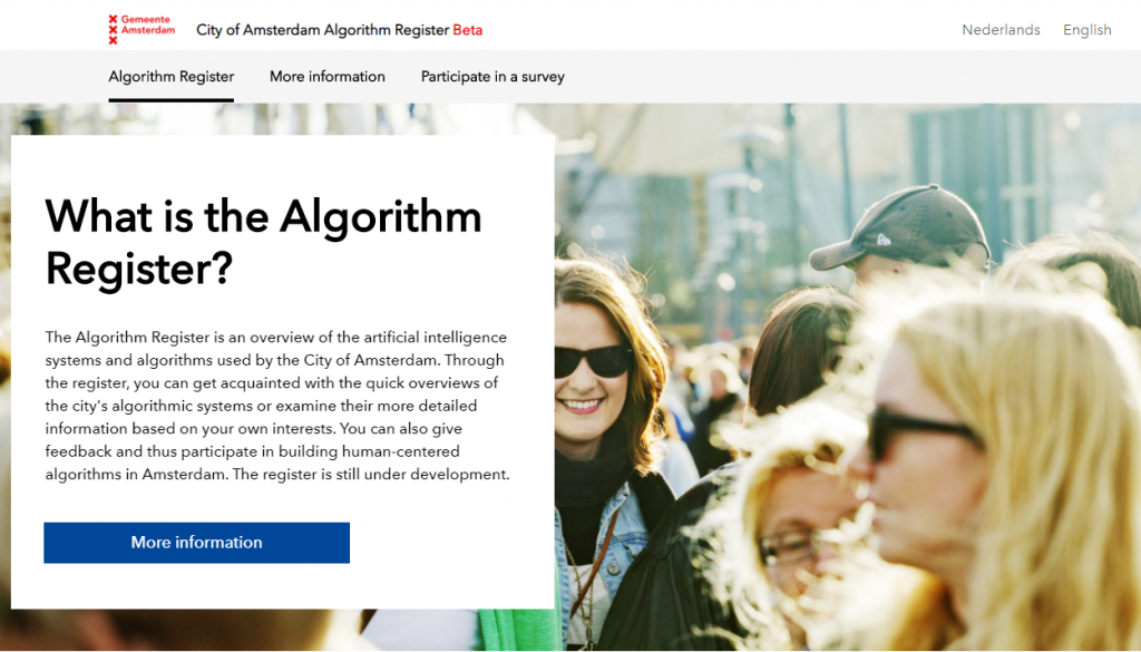 Le registre des algorithmes de la ville d'Amsterdam Le registre des algorithmes de la ville d'Amsterdam