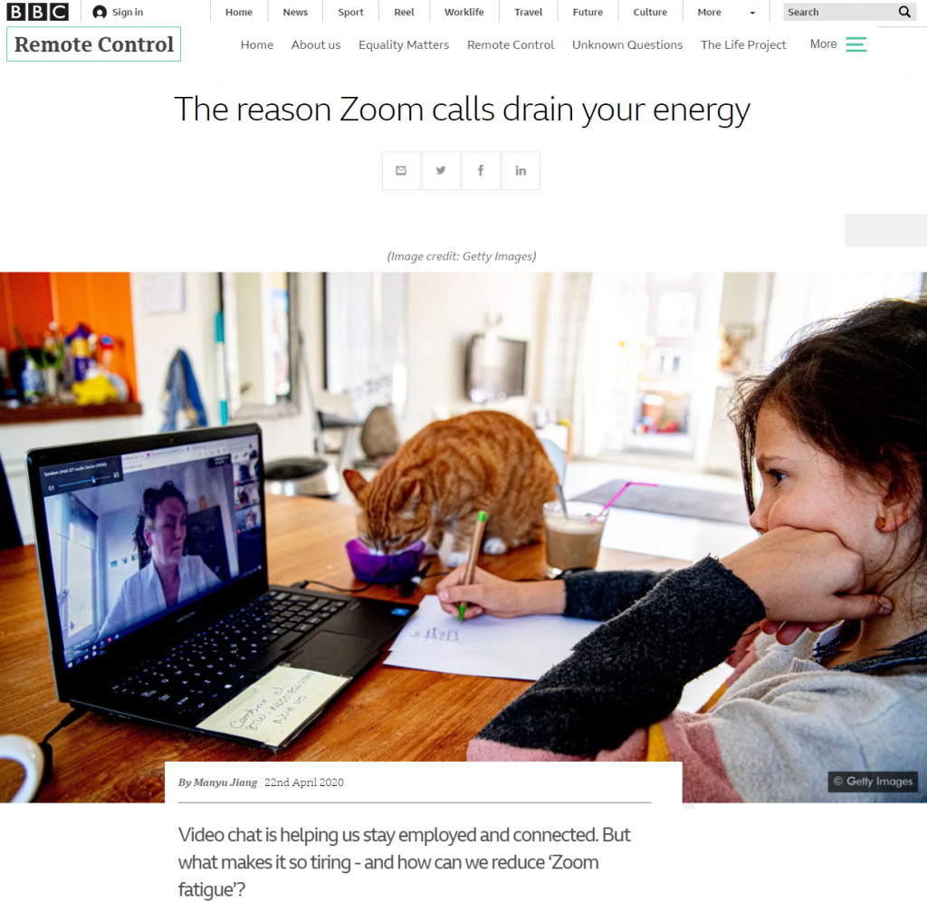 La Zoom Fatigue par la BBC La Zoom Fatigue par la BBC