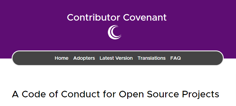 Page d'accueil de la licence Contributor Covenant Page d'accueil de la licence Contributor Covenant