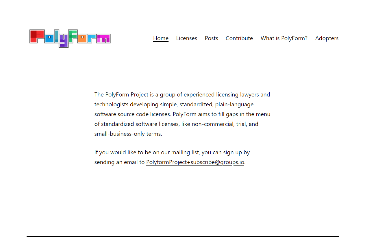 Page d'accueil du projet Polyform Page d'accueil du projet Polyform