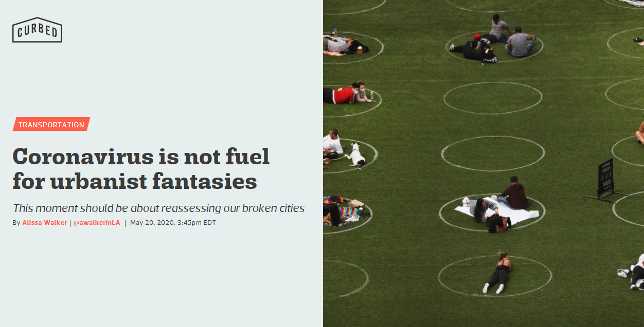 La pandémie ne devrait pas alimenter les fantasmes d'urbanistes clame l'article d'Alissa Walker La pandémie ne devrait pas alimenter les fantasmes d'urbanistes clame l'article d'Alissa Walker