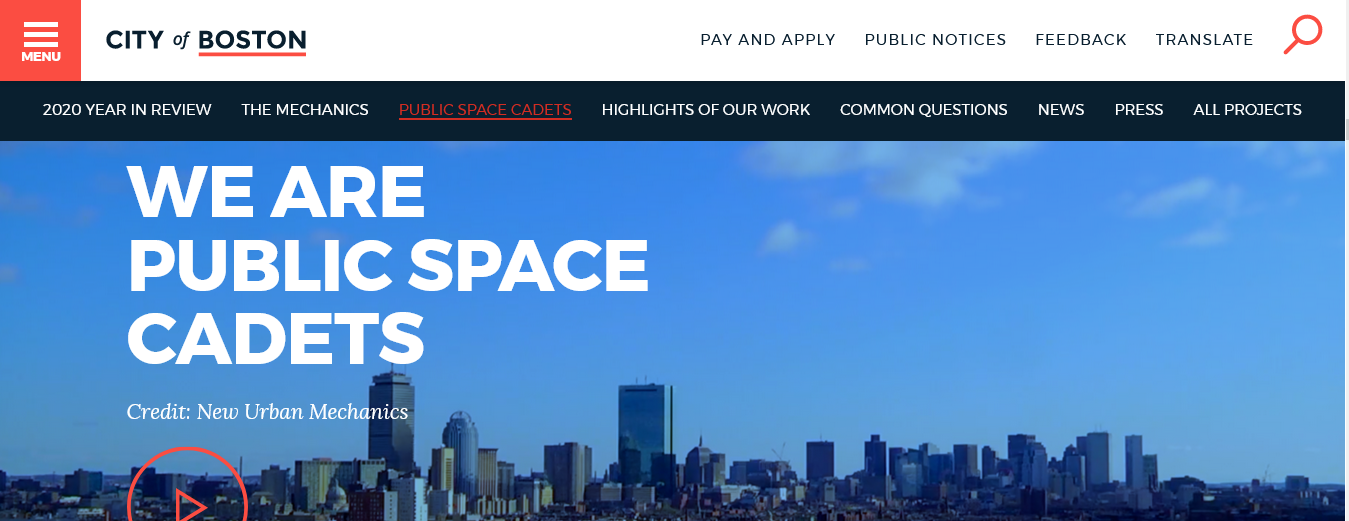 Page d'accueil du New Urban Mechanics de Boston Page d'accueil du New Urban Mechanics de Boston