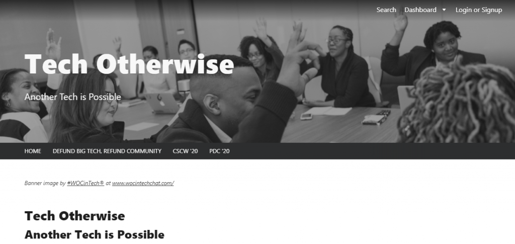 Page d'accueil du collectif Tech Otherwise Page d'accueil du collectif Tech Otherwise