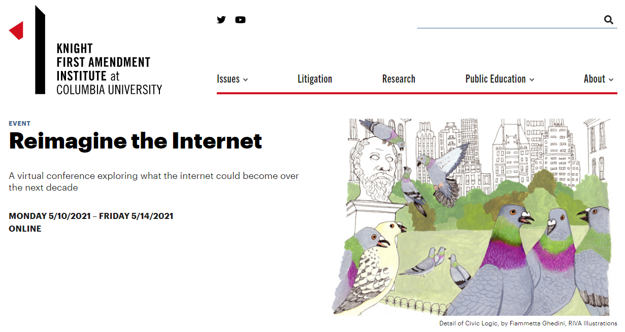 Page d'accueil de l'évènement Re-Imagine the Internet Page d'accueil de l'évènement Re-Imagine the Internet