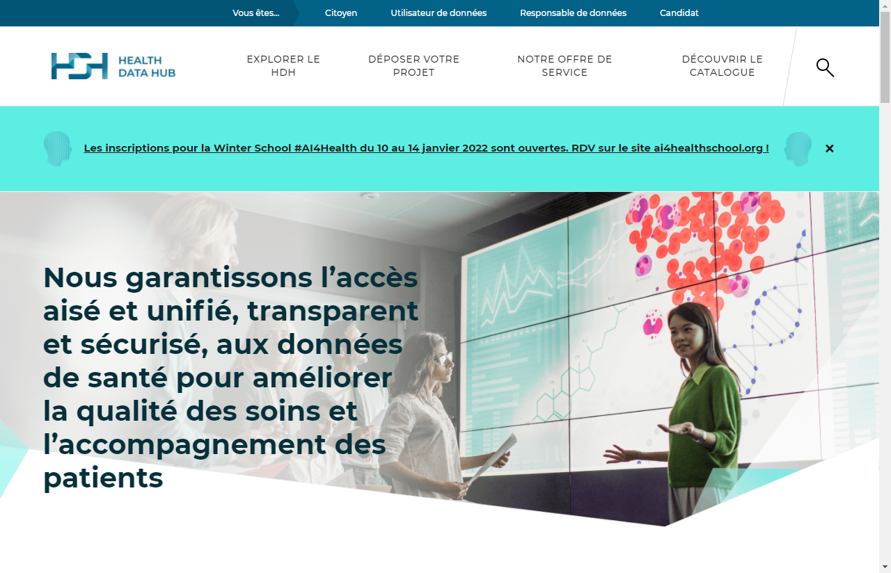 Page d'accueil du Health Data Hub Page d'accueil du Health Data Hub